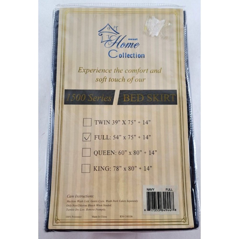 Full Bed Skirt NEW Navy Blue Full 54x75 14" Drop Sweet Home Collection Polyester